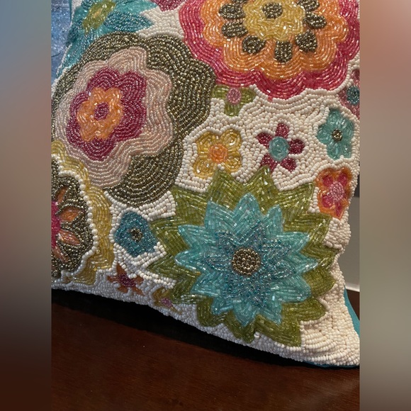 Pier 1 Beaded Floral Pillow - Picture 4 of 7